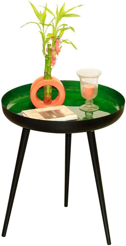 LIVEVIE Bregenz Collection Enamel-Coated Metal End Table Versatile Indoor Decor &amp; Serving Table for Home and Office, Forest Green, 20 x 24 inches