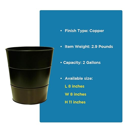 LIVEVIE Millennium Collection Modern Trash Can Wastebasket - Elegant Antique Copper Finish, Perfect for Recycling, Bathroom, Kitchen, Home Office, Dorm, Kids Room (Set of 2)