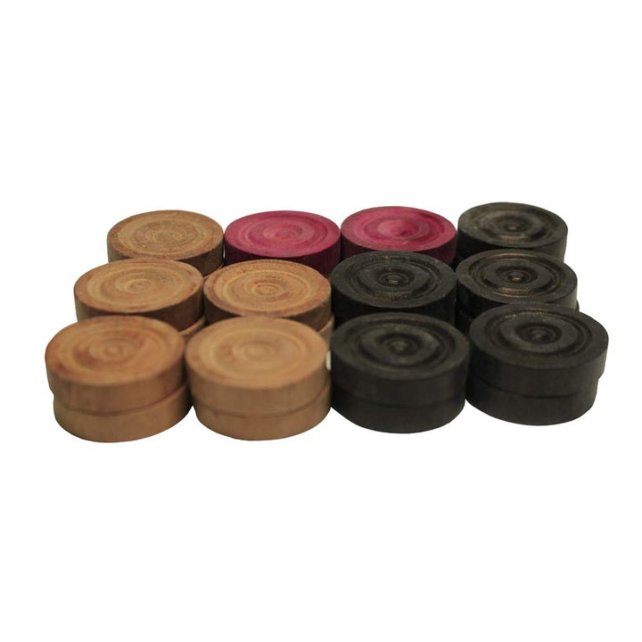 Bullet Shot Carrom Board Coins, Professional Wooden Carrom Coins Set (24 Pcs), Club &amp; Tournament-Grade Carrom Men, Durable Lightweight Wooden Checkers, Approved by International Carrom Federation