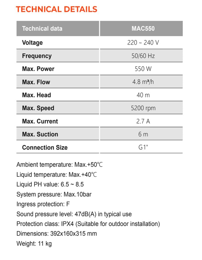 Leo Pump MAC550 Intelligent Pressure Booster Pump with Permanent Magnet Motor for Efficient, Safe, and Hassle-Free Water Supply Solutions