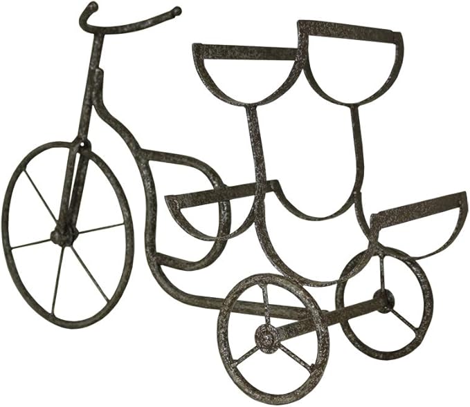 LIVEVIE Classic Vintage Bike Delivery Style Wine Rack Freestanding Wine Holder for 3 Bottles - Countertop Tabletop Wine Organizer Stand Decor for Home or Office
