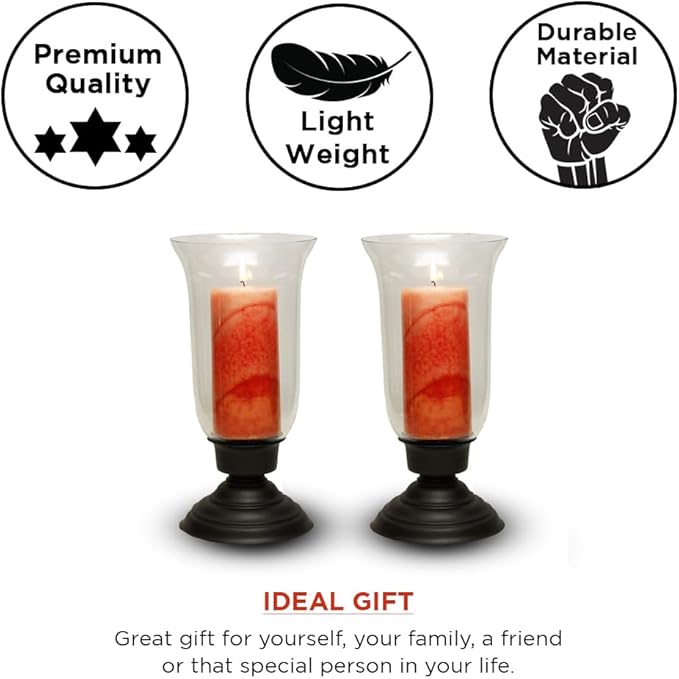 Accent Traditions Hurricane Chimney Candle Holder: Table Centerpieces, Dining/Living Room Decor - Wedding Gift, Candlestick Accent D?cor (Set of 2)