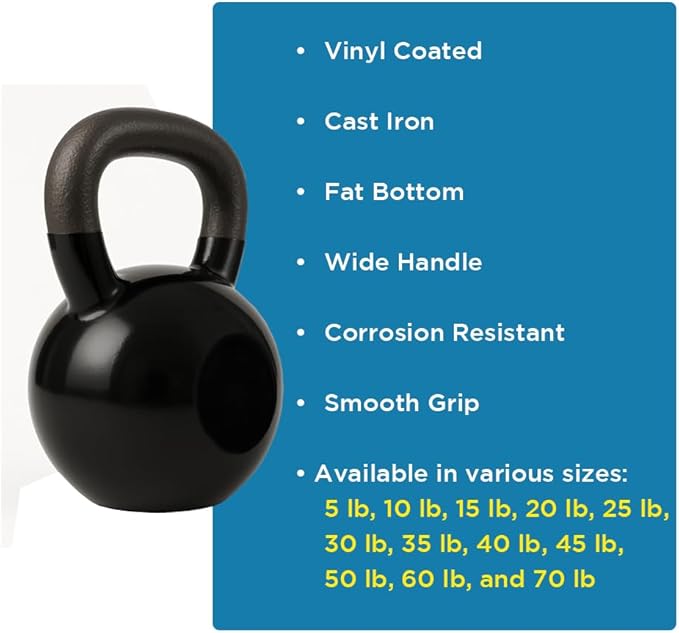 Vinyl Coated Kettlebell Weights: Your Ultimate Fitness Companion for Full-Body Workouts, Strength Training, and Core Conditioning, Men and Women
