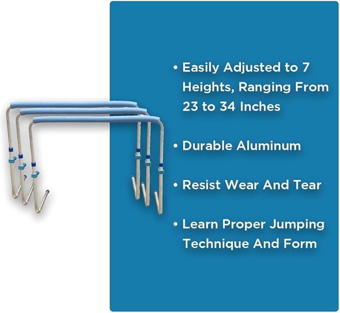 AMBER Track and Field Self Return Aluminum Hurdle Midi Adjustable from 23 inch to 34 inches (Set of 3)