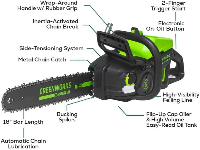 High Performance 82V 18-inch 2.7kW Chainsaw with 4Ah Battery and Dual Port Charger 82CS27-4DP - Power and Precision for Your Cutting Needs