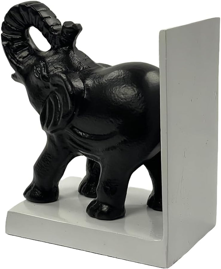 Elephant Figure Decorative Bookend Non Skid Bookend Heavy Duty Black Finish Antique Rough Finish Perfect for Office Library Living RoomKeep Books, Movies, Magazines, Video Games
