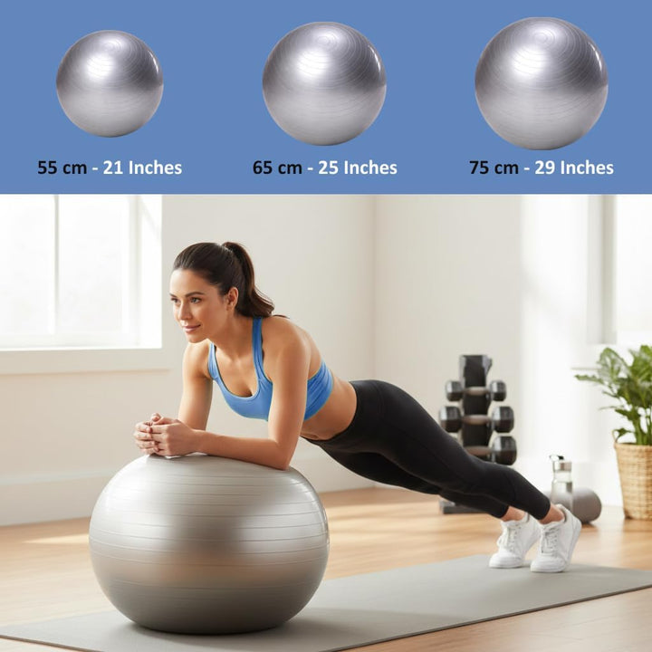 Amber Fight Gear Anti Burst Fitness Ball for Exercise, Stability, Yoga, Balance, Core Strength &amp; Flexibility Extra Thick, Non-Slip Gym Ball for Home &amp; Office Workout