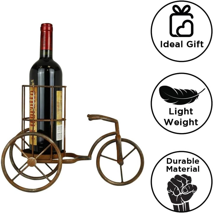 LIVEVIE Classic Vintage Bike Delivery Style Wine Rack Freestanding Single Bottle Holder Bike Shaped Wine Organizer Stand Elegant D?cor for Countertop, Tabletop, Home, Office