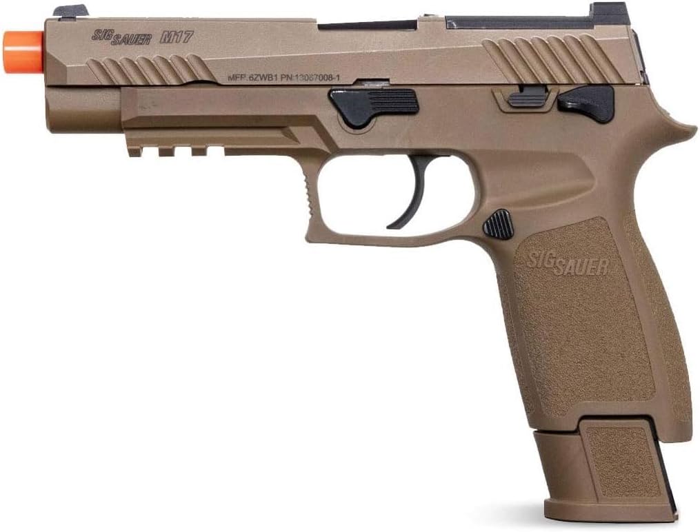 SIG SAUER Proforce 6mm BB Caliber Metal Slide Construction with Full Blow-Back Action 21rd M17 Airsoft Pistol, Coyote Tan, CO2 Power Source