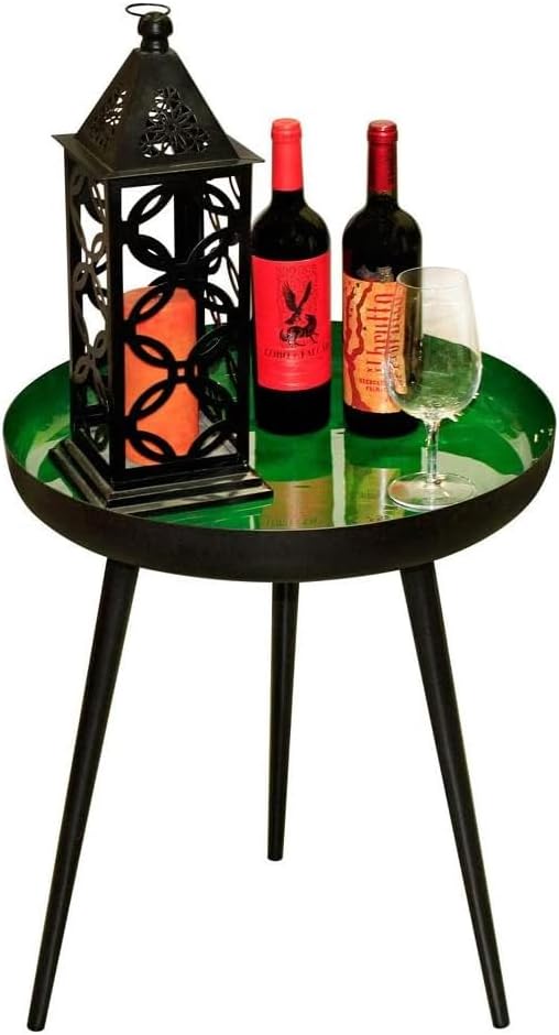 LIVEVIE Bregenz Collection Enamel-Coated Metal End Table Versatile Indoor Decor &amp; Serving Table for Home and Office, Forest Green, 20 x 24 inches