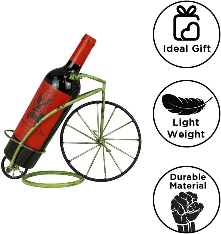 LIVEVIE Classic Vintage Bike Circus Style Wine Rack Holder Freestanding Wine Organizer Stand for Countertop or Tabletop, Perfect Home or Office D?cor