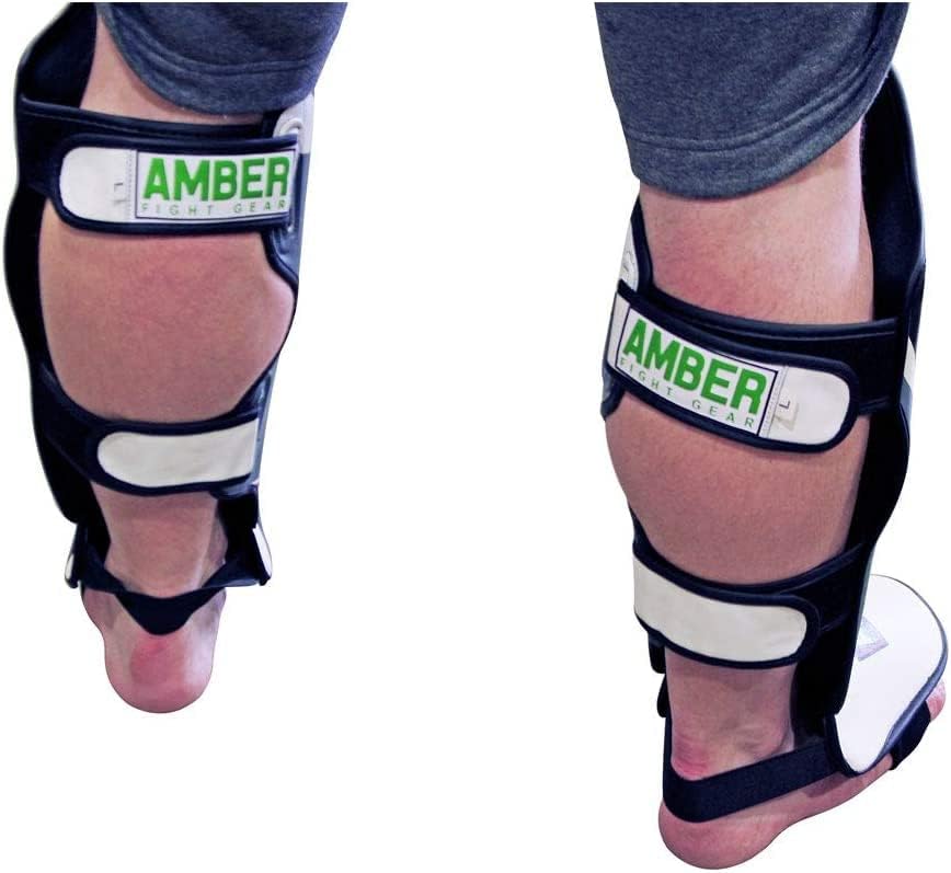 Gladiator Muay Thai Shin Guards, Synthetic Leather, Shock Absorbing Triple Foam, Adjustable Hook &amp; Loop Straps, Elastic Instep Strap, Durable &amp; Lightweight for MMA, Kickboxing