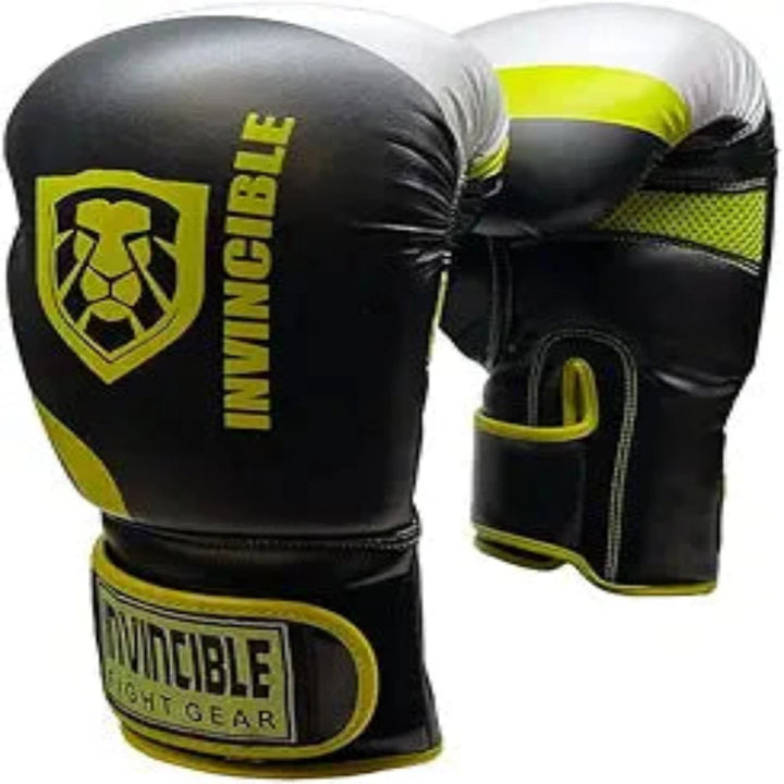 Invincible Fight Gear Leather Training Boxing Gloves black/green
