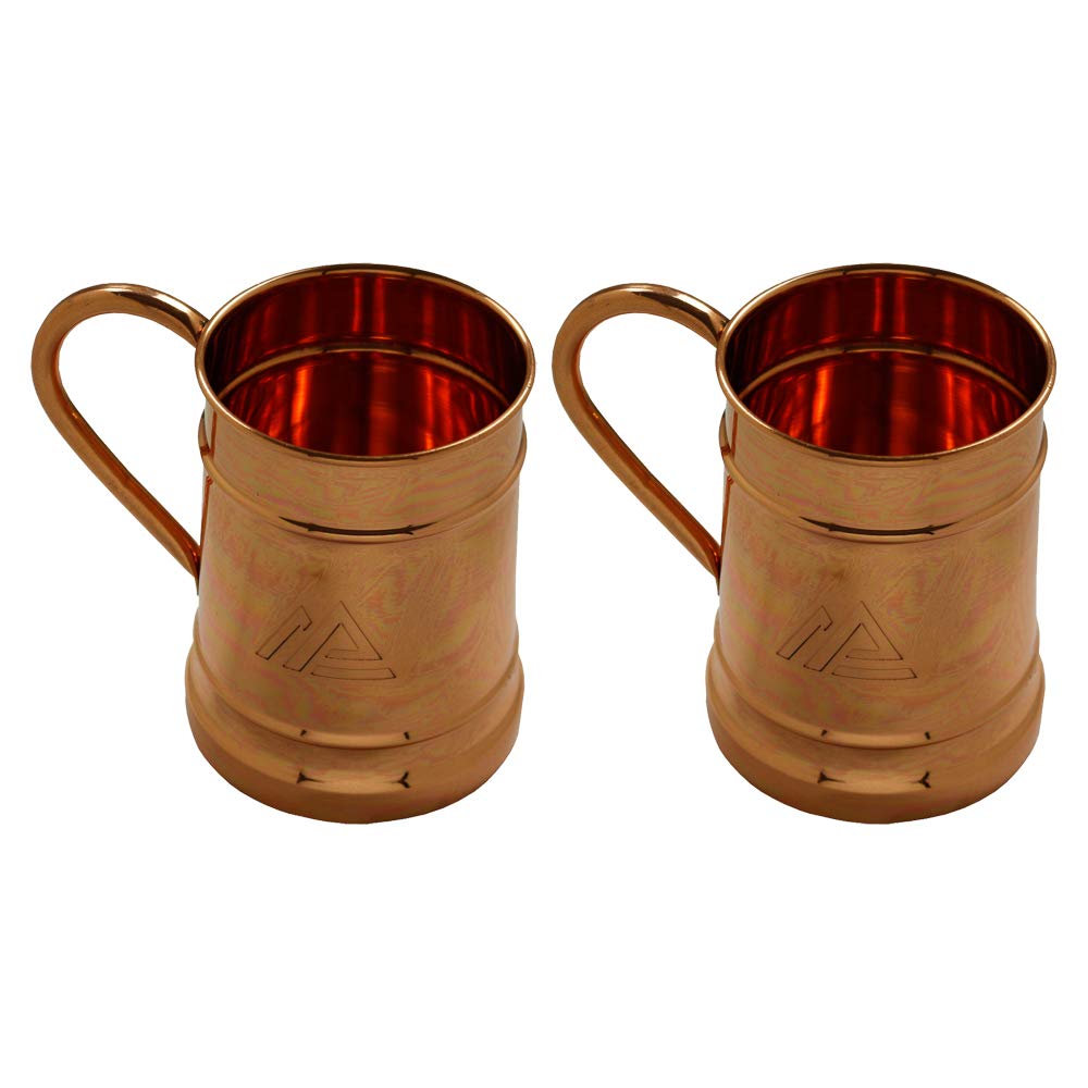 LIVEVIE Moscow Mule Mug Handcrafted Smooth Finish with Classic Handles for Cocktails and Drinks Large 20oz-(Set of 2), Brown
