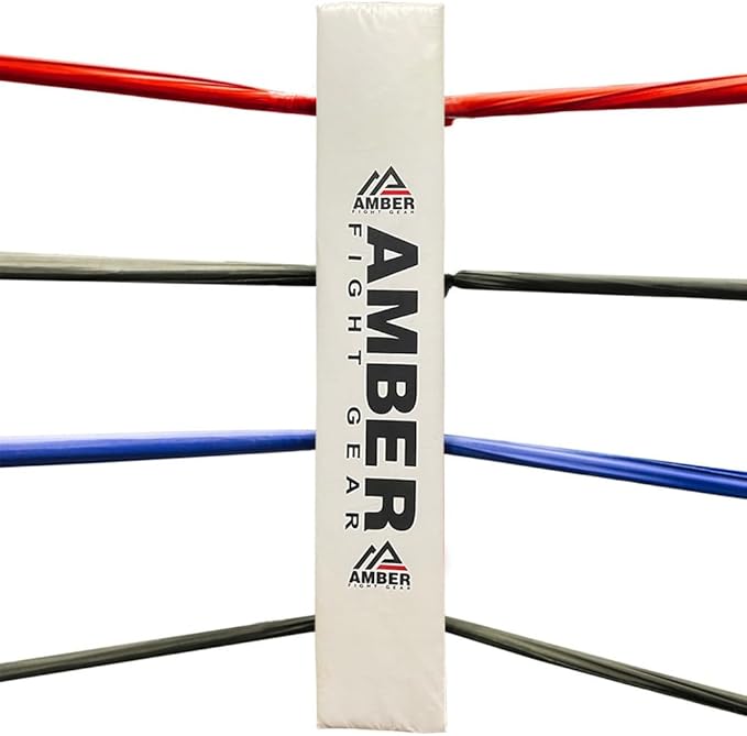 Amber Fight Gear Boxing Corner Cushion: Redefining Your Training with Enhanced Safety, Durability, and Style - Set of 4-2 White, 1 Red, 1 Blue - 47.5 x 6.5 Inches