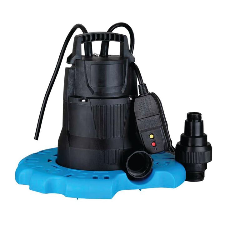 LIVEVIE Leo Pump Efficient Pool Cover Pump Swift Water Removal &amp; Safety Features, 2Inch NPT Discharge, 1-1/4Inch NPT Discharge with 3/4Inch Check Valve Adapter, LSC-175PE-1