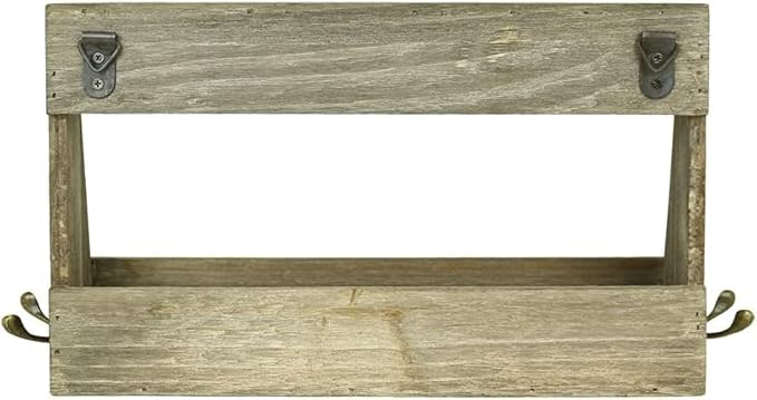 LIVEVIE Elegant Wooden Wall Mount Mail &amp; Key Holder Decorative 6-Hook Organizer for Entryway, Hallway, Office