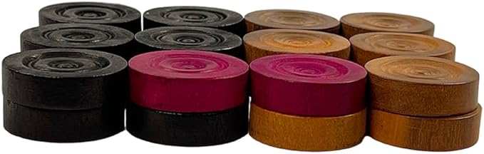 Amber Fight Gear French Carrom Coins, Premium Wooden Set: 1.2 Inch Diameter, 0.3 Inch Height - Perfect for Amateur Players