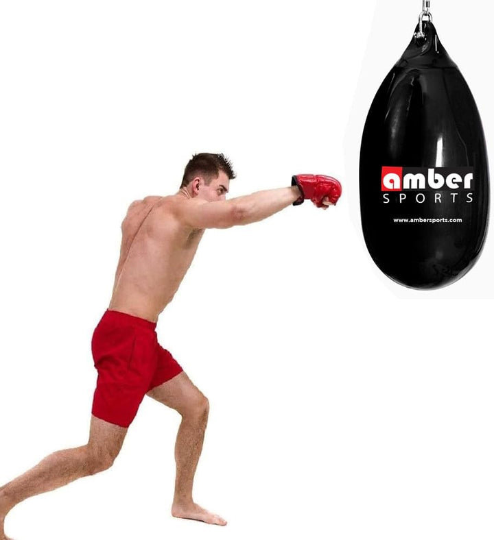 Seamless Anti-Leak 110lb Water Punching Heavy Bag for Adults Heavy Duty Boxing Water Bag for MMA &amp; Kickboxing Indoor &amp; Outdoor Use UV Resistant Vinyl Material Easy Assembly Black