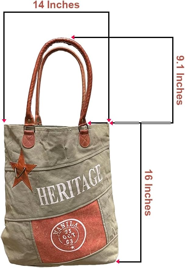 Amber Fight Gear Recycled Canvas Vintage Era Print Bag Market Beach Travel Reusable Grocery Shopping Tote Bag Portable Storage Hand Bags 14?x16?