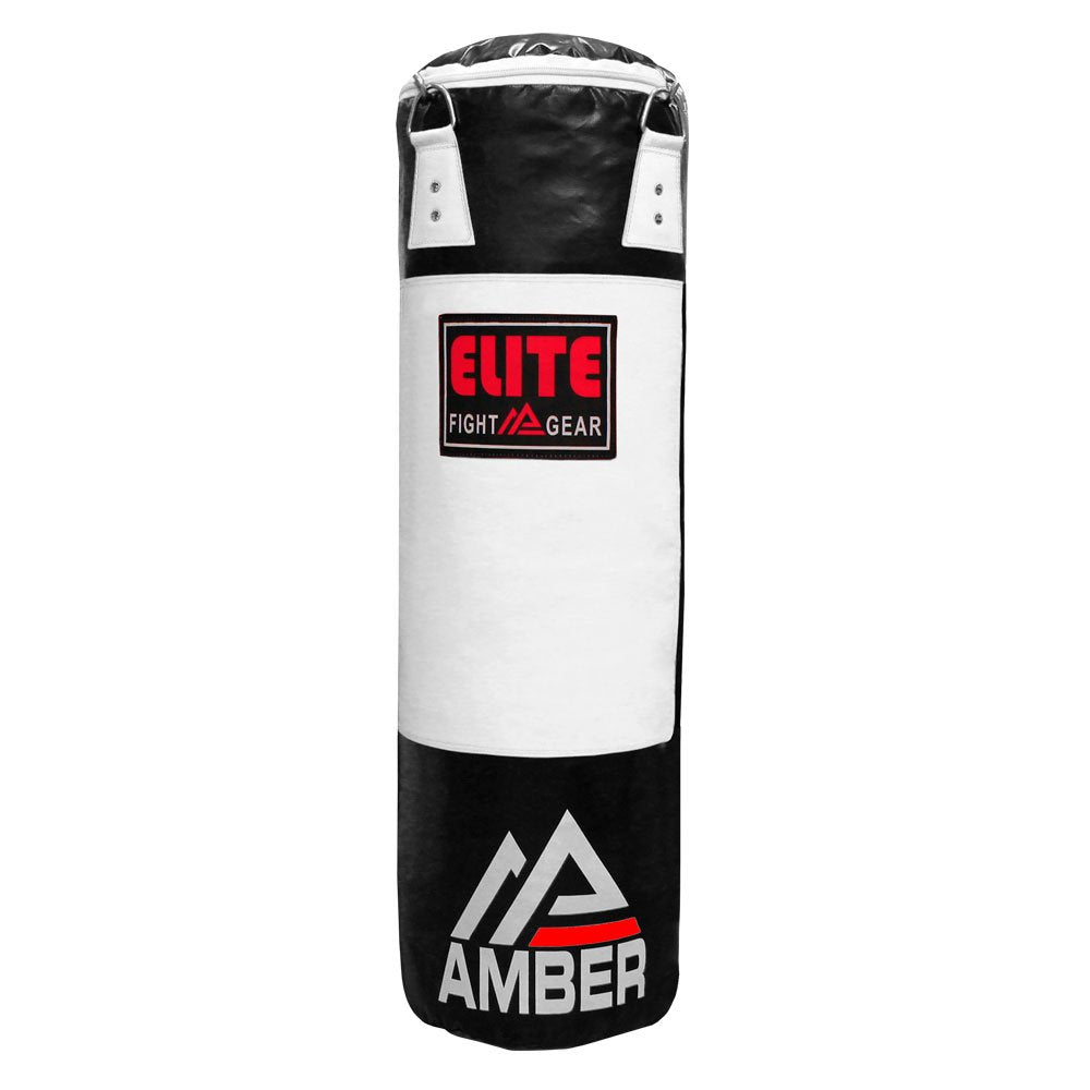 Elite Strikeforce Heavybag for Boxing, Kickboxing, MMA, Muay Thai ToughTek Leather, Triple Stitched, Sand Weighted, D-Ring, Chains &amp; Swivel