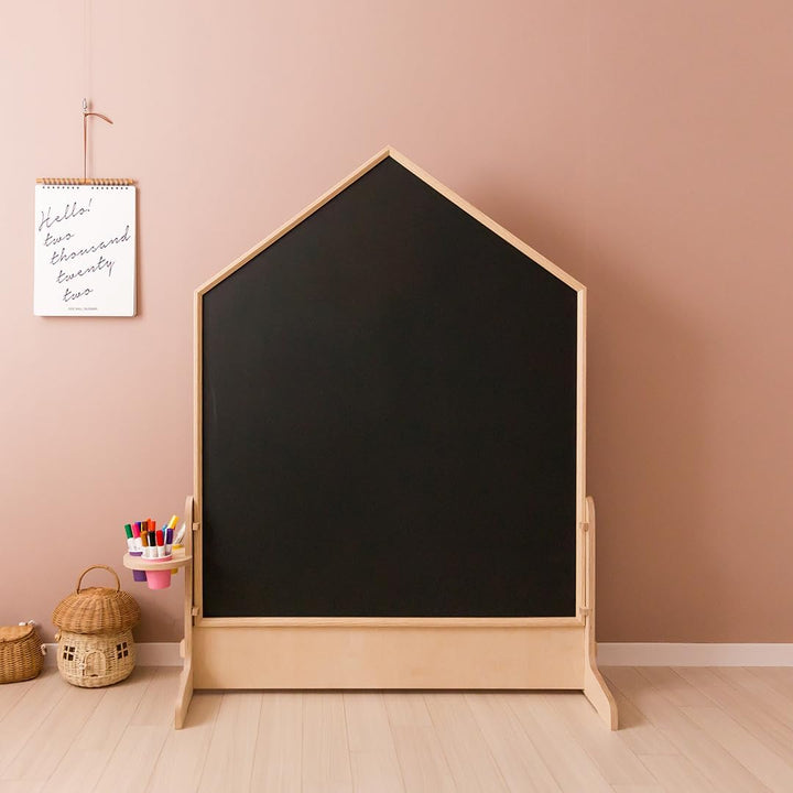 Comme Moi Double-Sided Drawing Board - Art Easel for Kids, Chalkboard &amp; Magnetic Whiteboard, Pizarras para Ni?os, (Natural Wood, Premium Birch), (Made in Korea), Ideal for Toddlers and Classroom Use