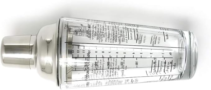 Premium Glass Bottom Cocktail Shaker with Stainless Steel Top - Professional Quality, Built-in Recipes, Perfect Size, Unique Gift, Hand Wash Jigger
