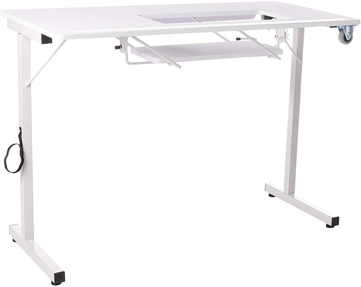 SewingRite SewStation 101 Portable Folding Sewing Table with Steel Legs, White - Perfect for Home, Office and Business