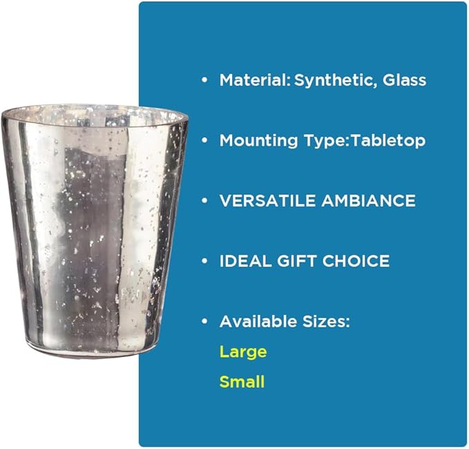 Champagne Collection Vase Style Handmade Glass Votive Candle Holders for Weddings and Home Decor (Set of 2), Small