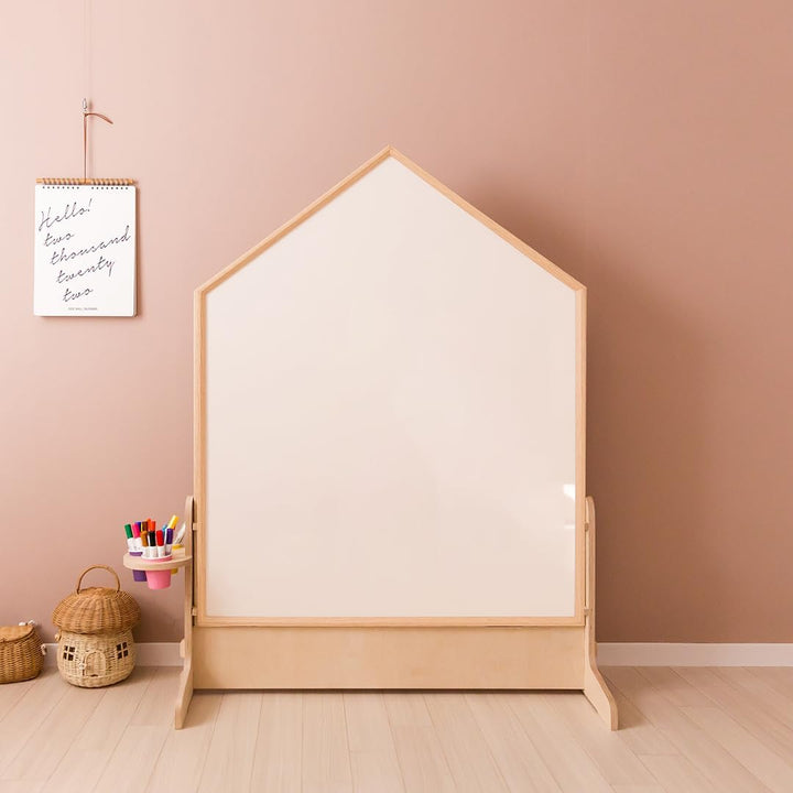 Comme Moi Double-Sided Drawing Board - Art Easel for Kids, Chalkboard &amp; Magnetic Whiteboard, Pizarras para Ni?os, (Natural Wood, Premium Birch), (Made in Korea), Ideal for Toddlers and Classroom Use