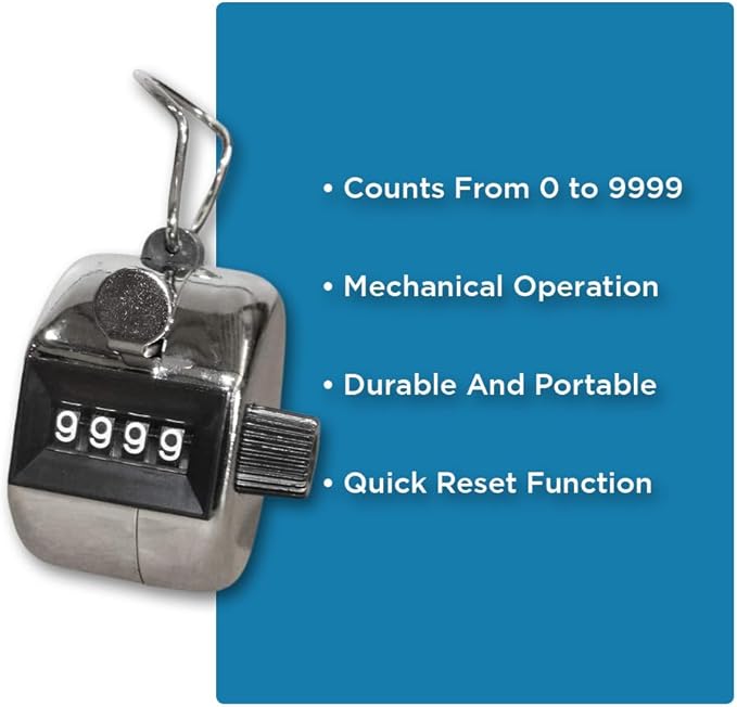 Tally Counter Handheld, Mechanical Clicker with Finger Ring for Boxing, Track, Golf, Soccer, Walking, Carrom, and More Activities