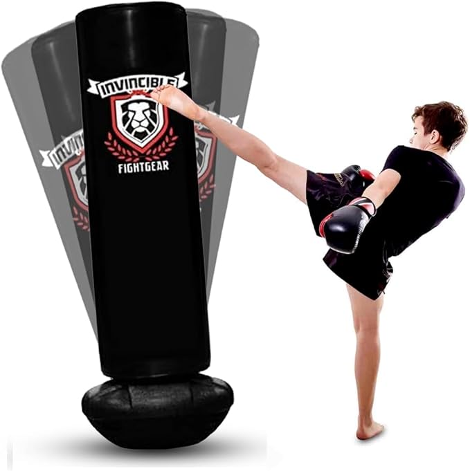 Invincible Fight Gear Bounce Back Freestanding Heavy Duty Boxing Punching Heavy Bag - Durable, Convenient, Multi-Use - Great for Aerobic Fitness and Martial Arts Workouts