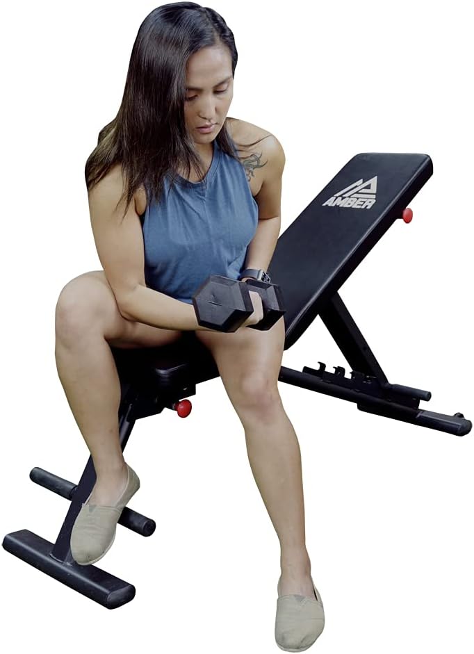 Multi-Purpose Adjustable Weight Bench with Wider Backrest/Seat and Easy Storage - 7 Position Ideal for Full Body Workout at Home Gym.