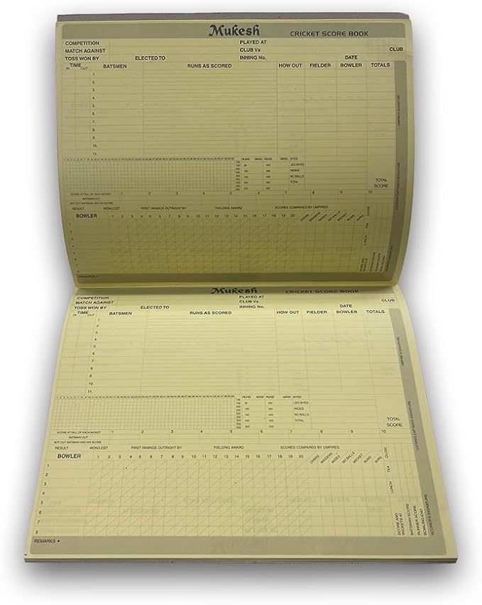Amber Fight Gear Cricket Scorebook Logging 48 Innings for Comprehensive Game Records and Seasonal Progress Tracking