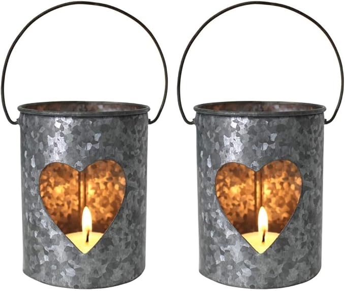Heart Metal Votive Handmade Candle Holders-Decorations for Home, Table, Party Set of Two 4?X4?