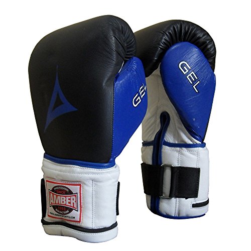 Gel-Injected Hook &amp; Loop Bag Gloves, Leather Boxing Gloves for MMA, Muay Thai, Kickboxing, Heavy Bag &amp; Mitts Training, Shock Absorbing, Regular