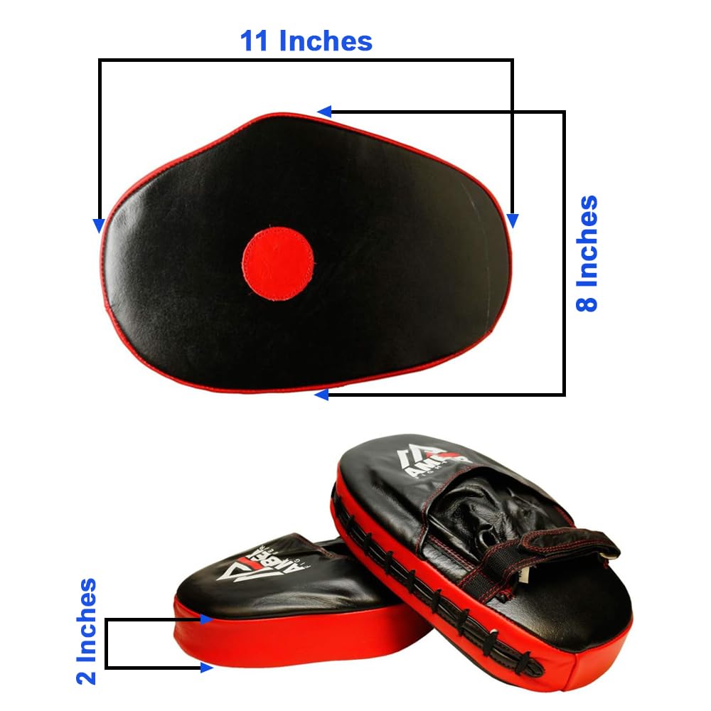 Genuine Leather Target Focus Punching Mitts for MMA, Kickboxing, Muay Thai &amp; Martial Arts Training | Shock-Absorbing, Lightweight, Durable with Adjustable Wrist Support &amp; Finger Cover