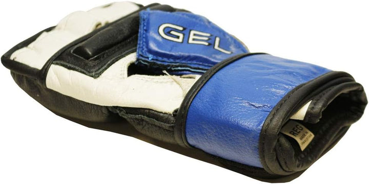 Gel Sparring MMA Glove, Real Leather Combat Mitts, Shock Absorbing Gel Padding for Grappling, Punching Bag, Cage Fighting, Muay Thai, UFC Training, Open Palm, Wrist Support, Half Thumb