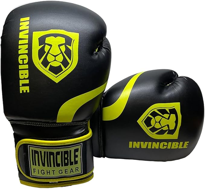 Invincible Fight Gear Standard Toughtek Hook and Loop Training Boxing Gloves - Ideal for Boxing, Kickboxing, Muay Thai, MMA for Men Women and Kids