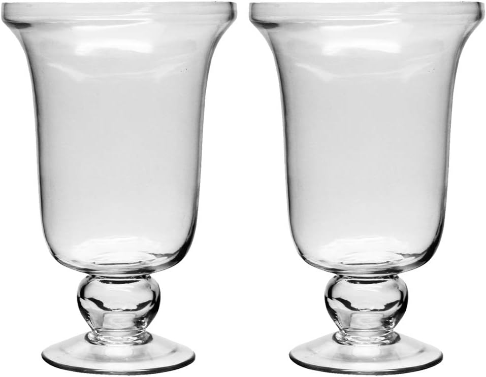 Krystle Hurricane Candle Holders - Elegant Centerpieces for Dining &amp; Living Room, Accent D?cor (Set of 2), White, Small