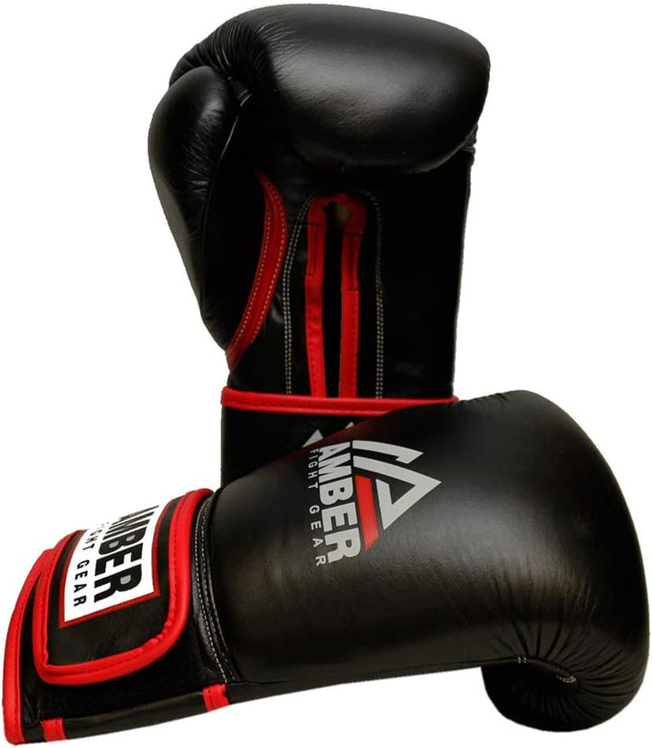 Professional Hook and Loop Leather Training Boxing Gloves
