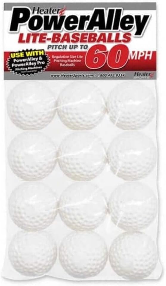 Heater PowerAlley 60 MPH White Lite Baseballs - 1 Dozen