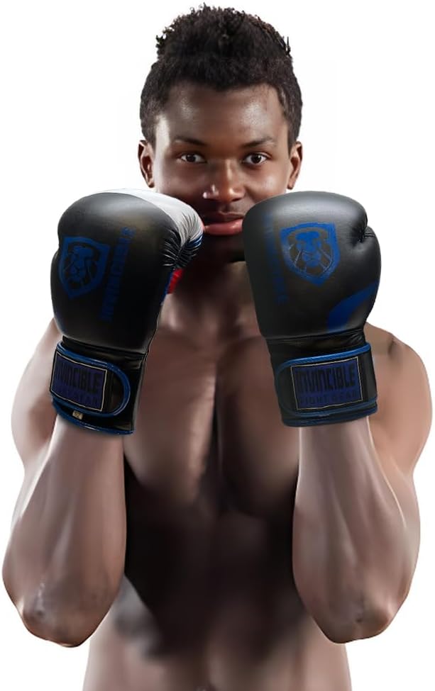 Invincible Fight Gear Standard Toughtek Hook and Loop Training Boxing Gloves - Ideal for Boxing, Kickboxing, Muay Thai, MMA for Men Women and Kids