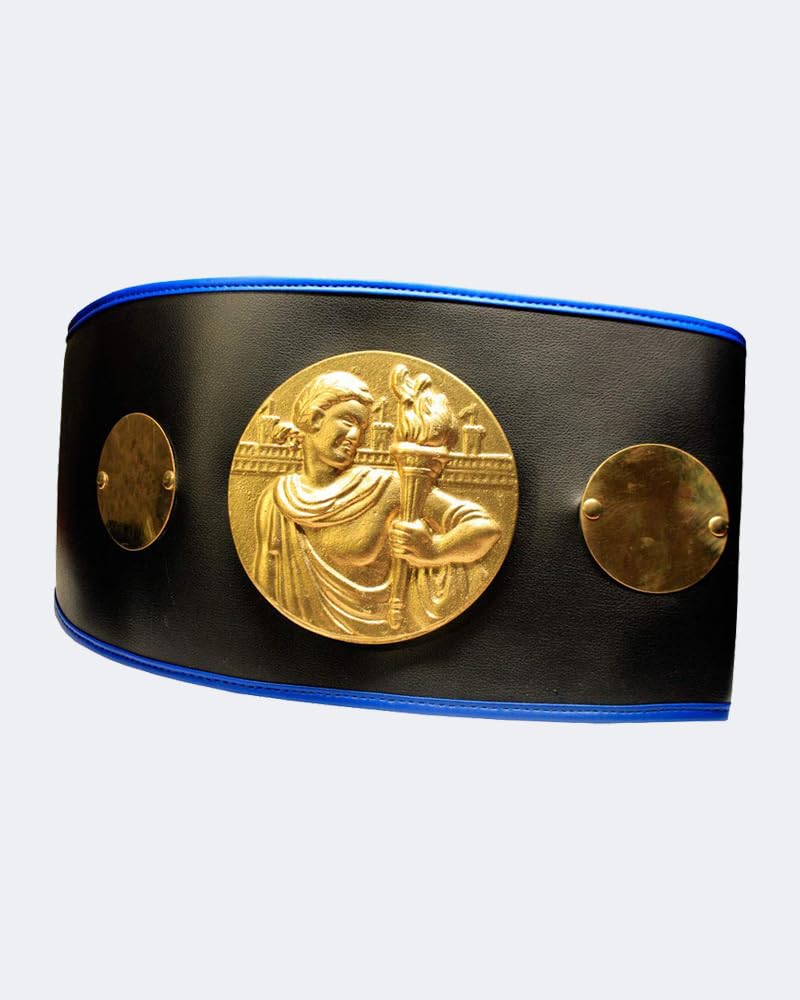 Amber Fight Gear Synthetic Leather Basic Championship Boxing Belt Customizable Engraving, Secure Hook and Loop Closure