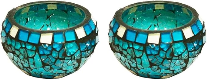 Blue Moon Glass Ball Votive for Indoor Outdoor Events Parties and Weddings (Set of 2) 3? Each, Small