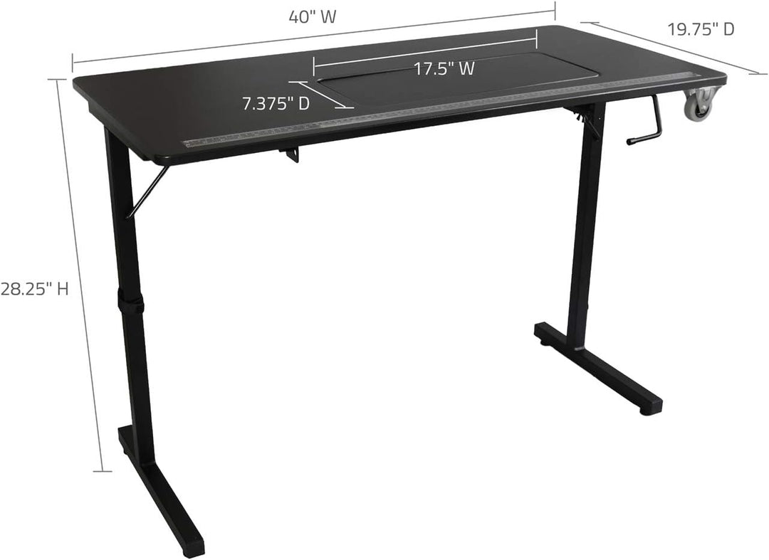 SewingRite SewStation 101 Portable Folding Sewing Table with Steel Legs, Black - Perfect for Home, Office and Business