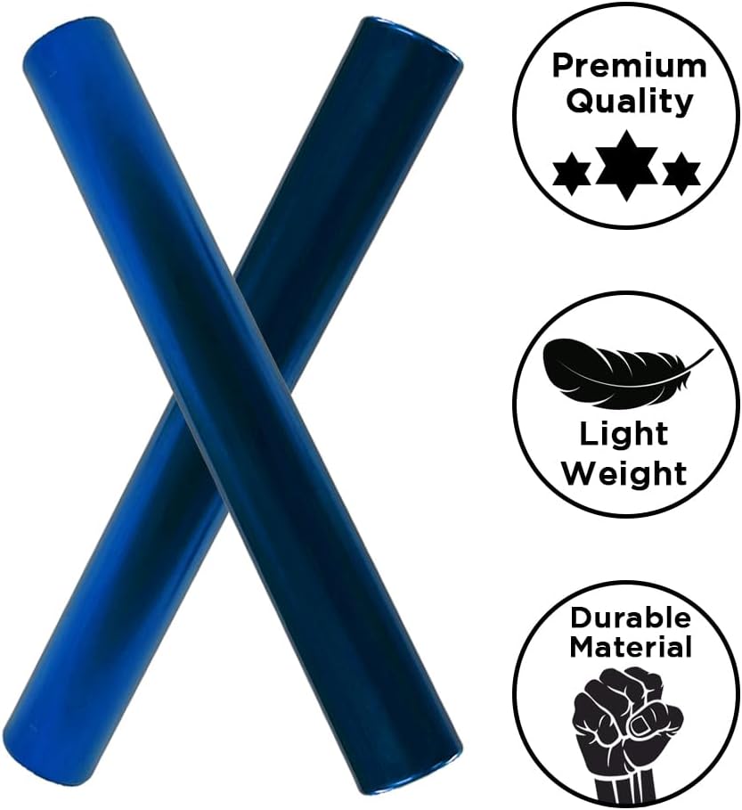 Aluminum Relay Baton Get The Winning Edge with Our Official Size, Lightweight, and Safe, Blue Pack of 5
