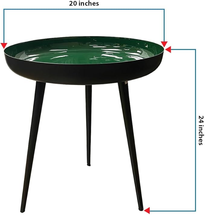 LIVEVIE Bregenz Collection Enamel-Coated Metal End Table Versatile Indoor Decor &amp; Serving Table for Home and Office, Forest Green, 20 x 24 inches