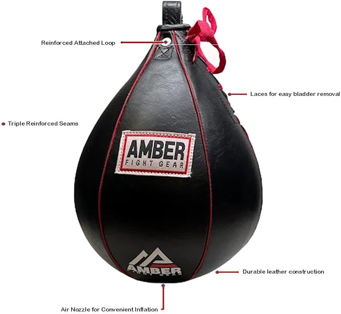 Genuine Leather Speed Bag for MMA, Muay Thai &amp; Boxing, Heavy-Duty Punching Ball for Training, Reflex &amp; Endurance, Reinforced Seams, Fast Rebound