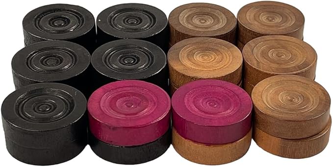 Amber Fight Gear French Carrom Coins, Premium Wooden Set: 1.2 Inch Diameter, 0.3 Inch Height - Perfect for Amateur Players